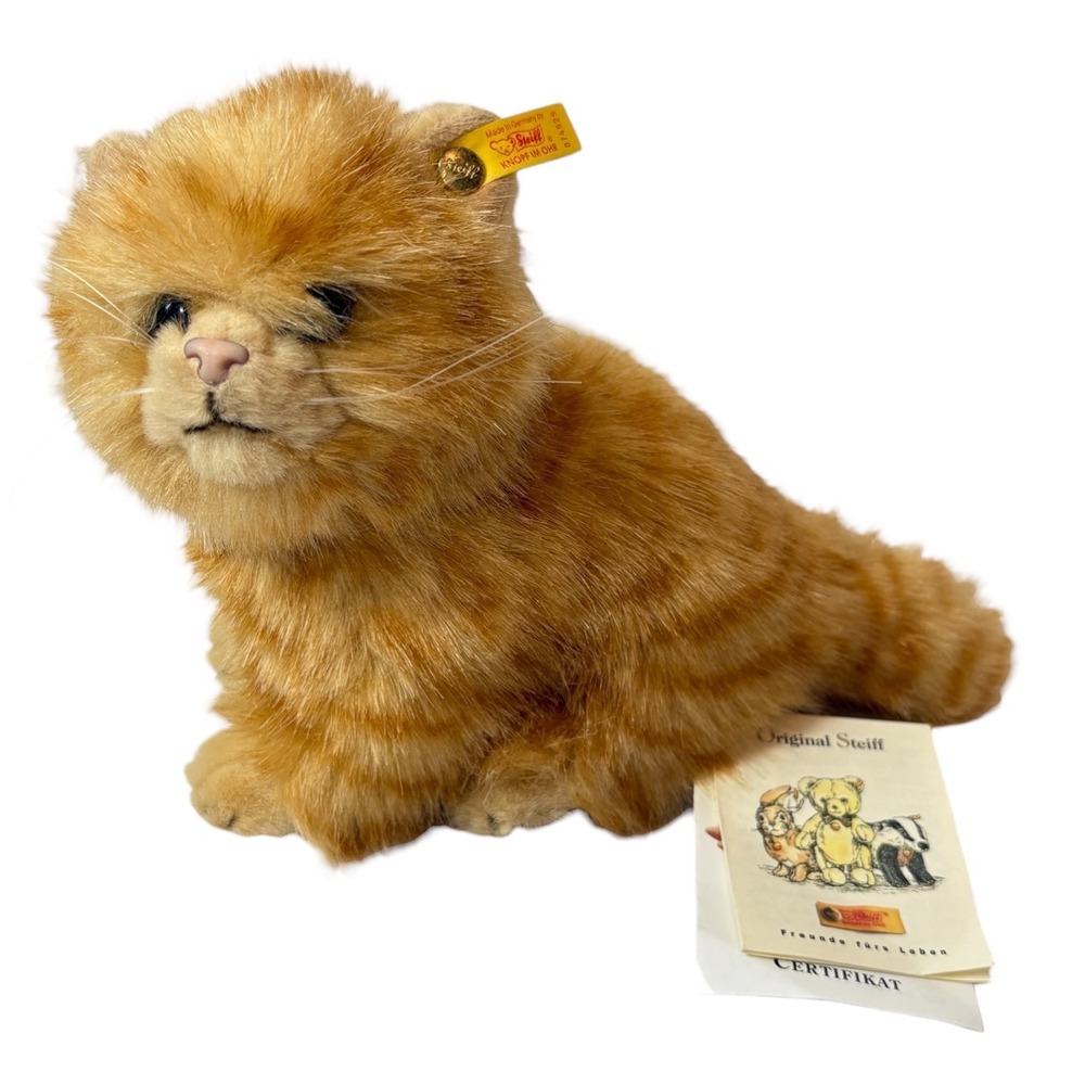 Steiff Orange Tabby Cat Whiskas NWT Vintage Rare Plush Toy Certificate‎ Included